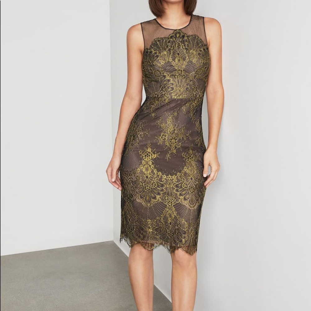 BCBG Metallic Lace Sheath dress Size 0 - Stunning!